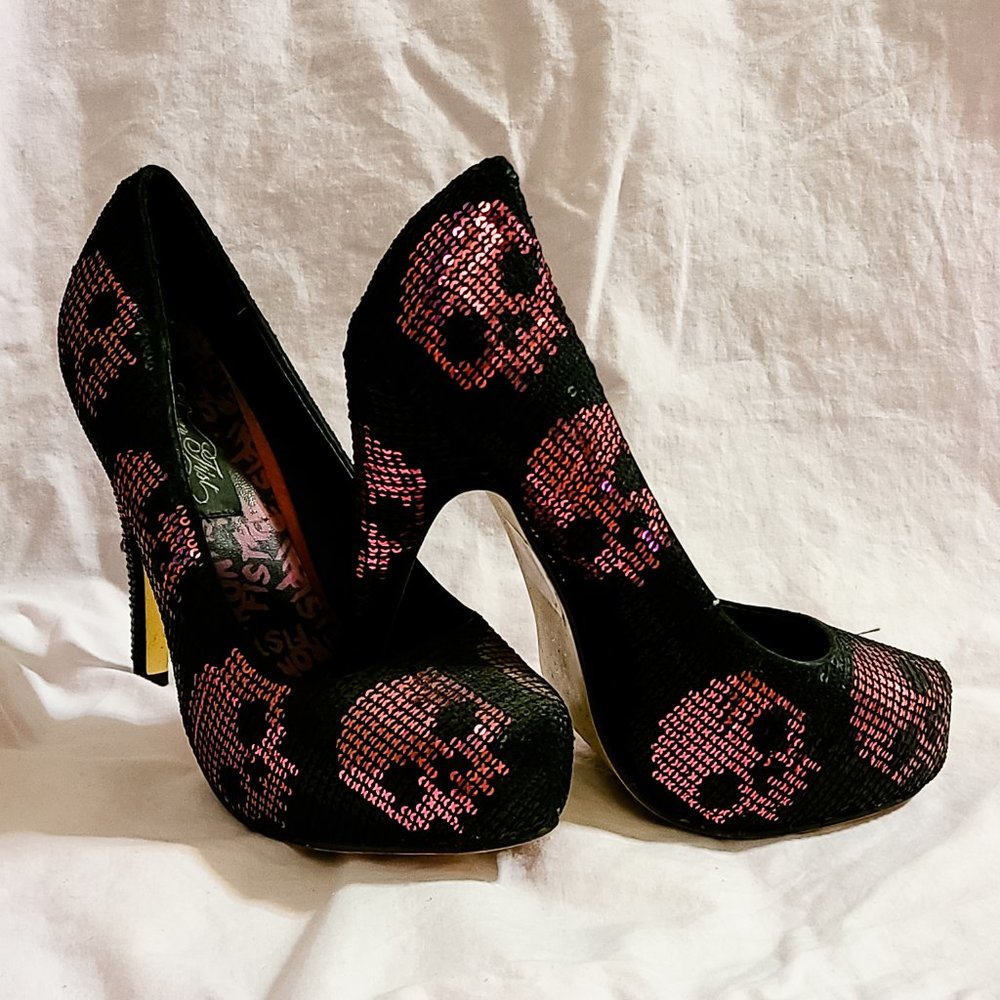Iron Fist "Digi Skull" Sequined High Heels